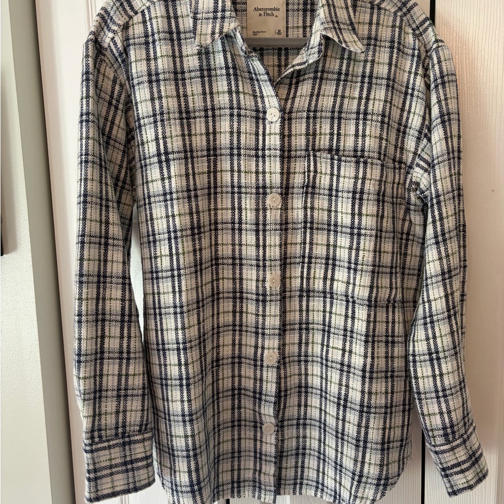 Abercrombie & Fitch Cream and Navy Plaid Shirt